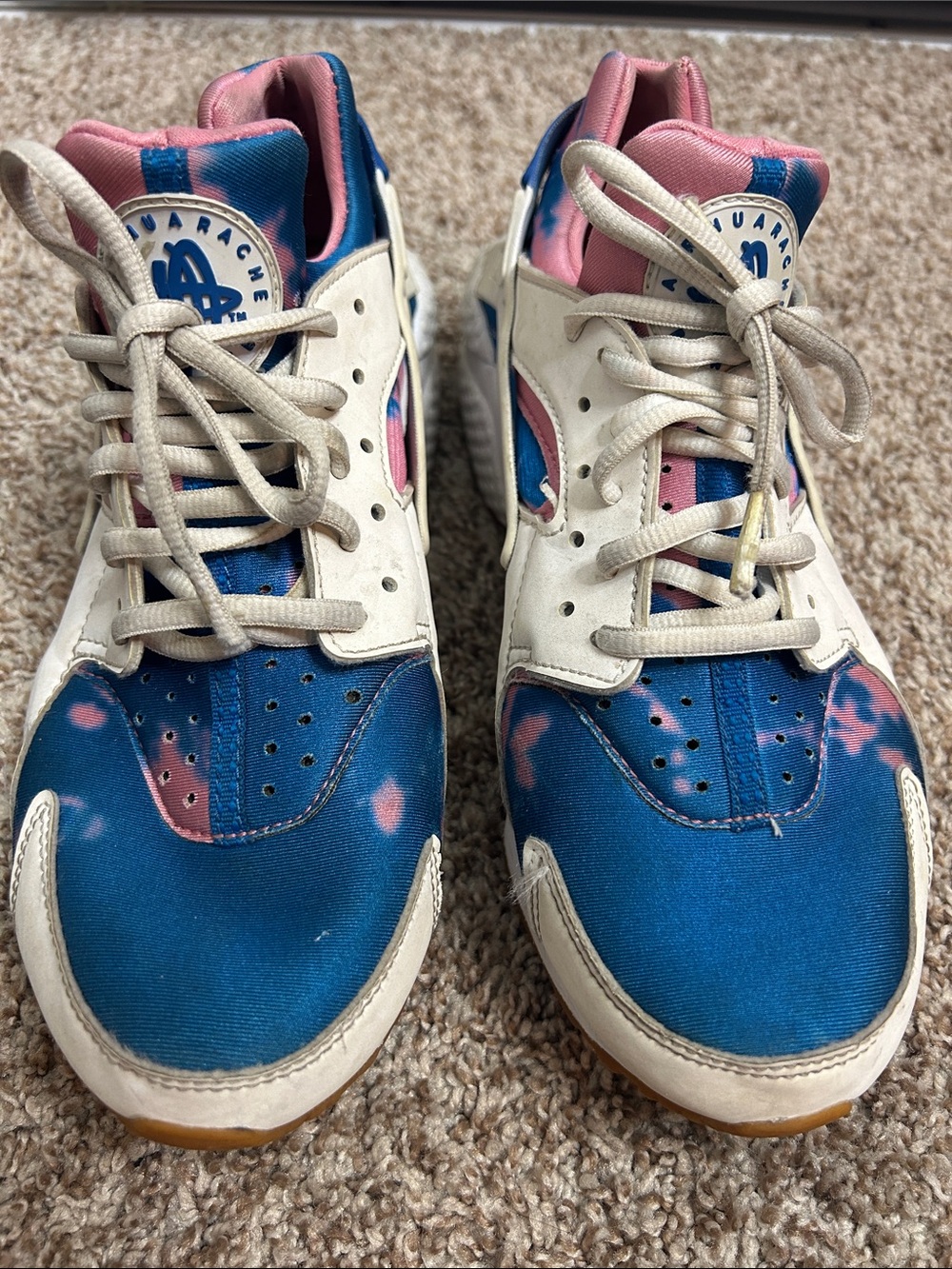 Nike Women's Air Huarache Run Print AQ0551-100 White/Blue Nebula-Blue Nebula 8.5